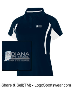 Indiana CTO - Ladies Polo - Black/White Design Zoom